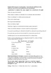 English Worksheet: Festivals of Light Mini-Project