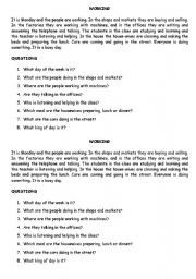 English Worksheet: WORKING - READING COMPREHESION
