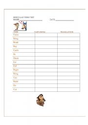 English Worksheet: Irregular Verbs Test