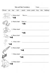 English Worksheet: This and That Vocabulary