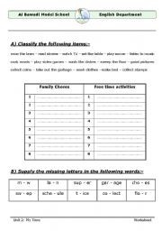 English Worksheet: classify