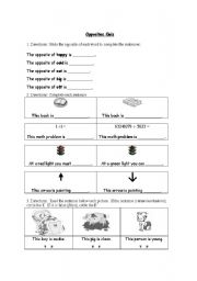 English Worksheet: Opposites Quiz