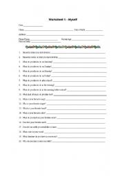 English Worksheet: All about Me