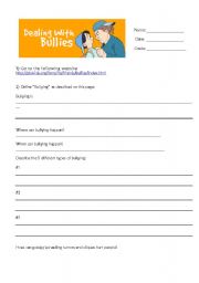 English Worksheet: Bullying WebQuest