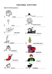 English Worksheet: christmas puzzle