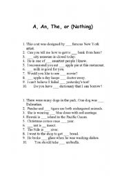 English Worksheet: A An The