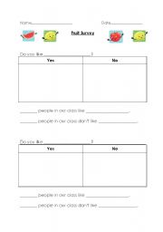 English Worksheet: Fruit Survey