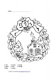 English Worksheet: Christmas colour by number