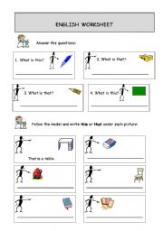 English Worksheet: What is this-that?