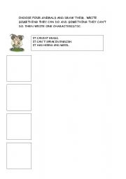 English worksheet: ANIMALS CAN CANT 