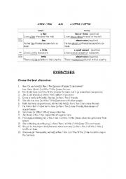 English Worksheet: A few few - a little / little