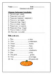 English Worksheet: This is -These are
