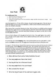 English Worksheet: Anne Frank