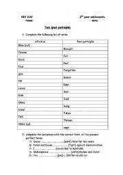 English worksheet: list of verbs