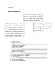 worksheet - topic- clothes