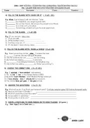 English Worksheet: EXAM QUESTIONS