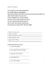 English Worksheet: english test - Family