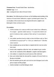 English Worksheet: present perfect-lesson plan