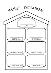 English Worksheet: House Dictation