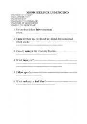 English Worksheet: Grammar - feelings and emotions