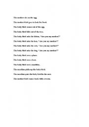 English worksheet: Are you my mother story paraphrase