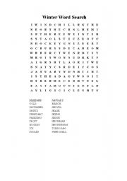 English worksheet: winter wordsearch