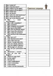 English Worksheet: Classroom Commands