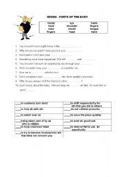 English Worksheet: idioms-parts of body