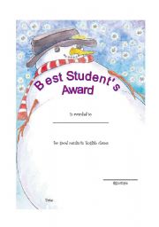 English Worksheet: Best Student Award