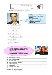 English Worksheet: Personal Information