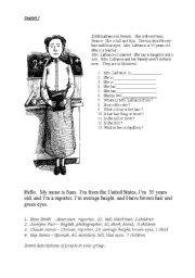 English Worksheet: Verb to be and description