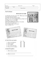 English Worksheet: Countries and nationalities test