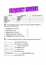 English Worksheet: Frequency adverbs