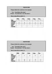 English Worksheet: Likes and dislikes