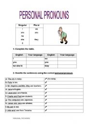 English Worksheet: Personal pronouns