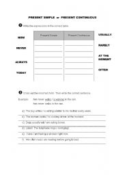 English Worksheet: Present simple vs present continuous