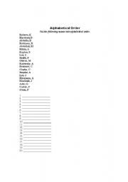 English worksheet: Alphabetical order