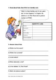 English Worksheet: Personal information