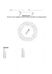 English Worksheet: Numbers circle