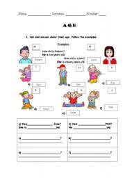 English Worksheet: Age