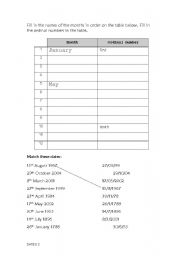 English Worksheet: Dates 