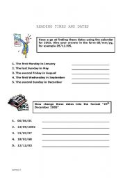 English Worksheet: Dates