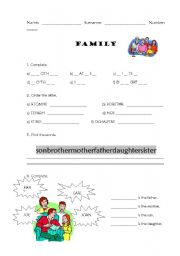 English Worksheet: Family