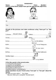 English Worksheet: adjectives,have got