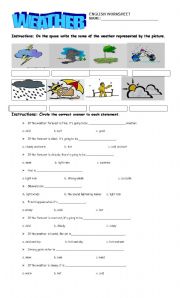 English Worksheet: WEATHER WORKSHEET