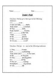 English worksheet: verb to have - verb to be