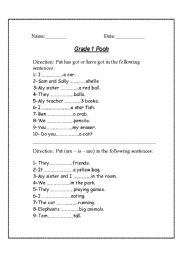 English Worksheet: verb to have - verb to be