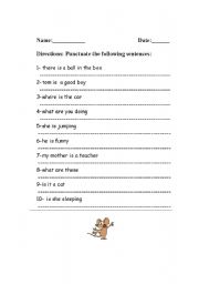 English Worksheet: Punctuation