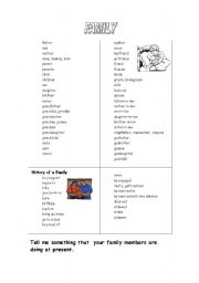 English Worksheet: family