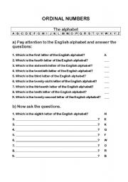 English Worksheet: Ordinal numbers